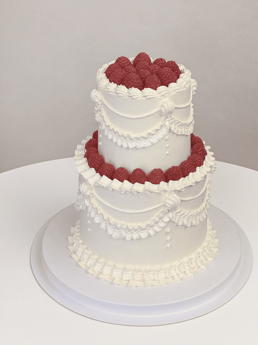 Twin Berries Cake – 2-Tier Vintage Raspberry Cream Cake