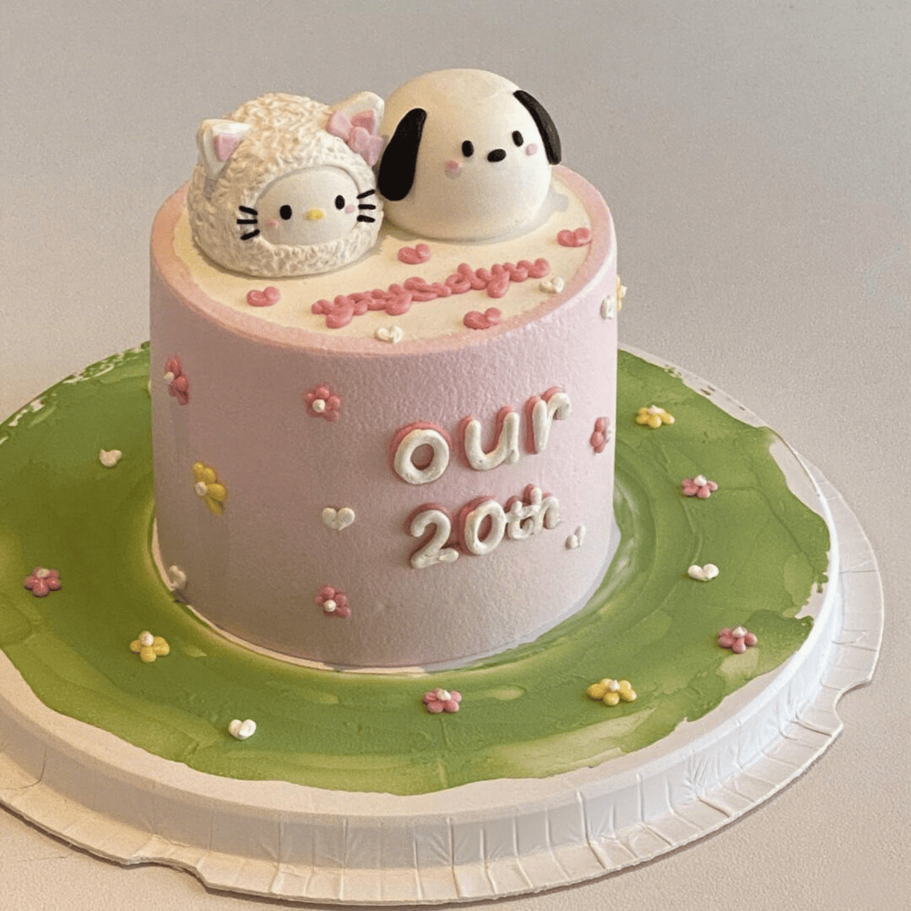 Cat and Puppy Anniversary Cake