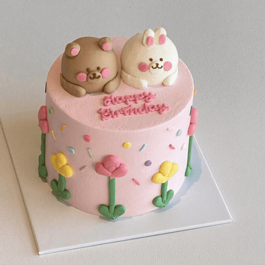 Bunny Bear Couple Cake