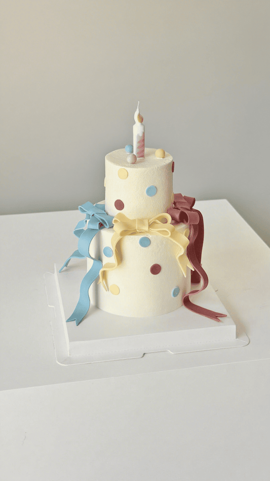 Dopa Bow Cake – Dopamine-Inspired 2-Tier Birthday Cake with Colorful Ribbons
