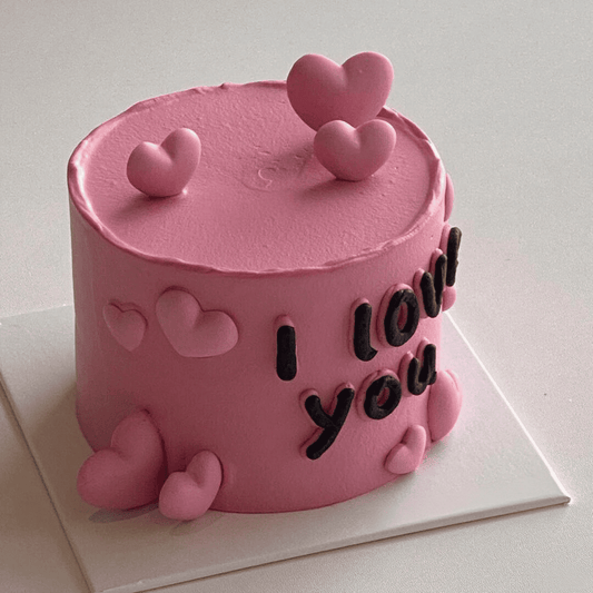 Black Pink Heart Love Cake