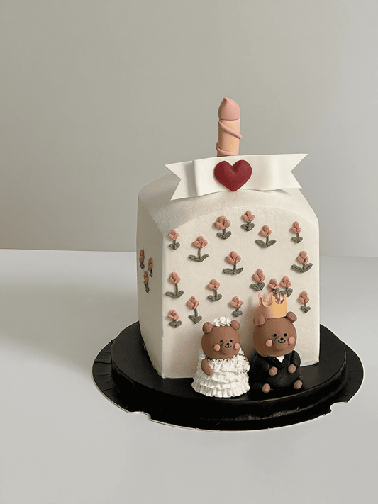 Square Bear Couple Anniversary Cake