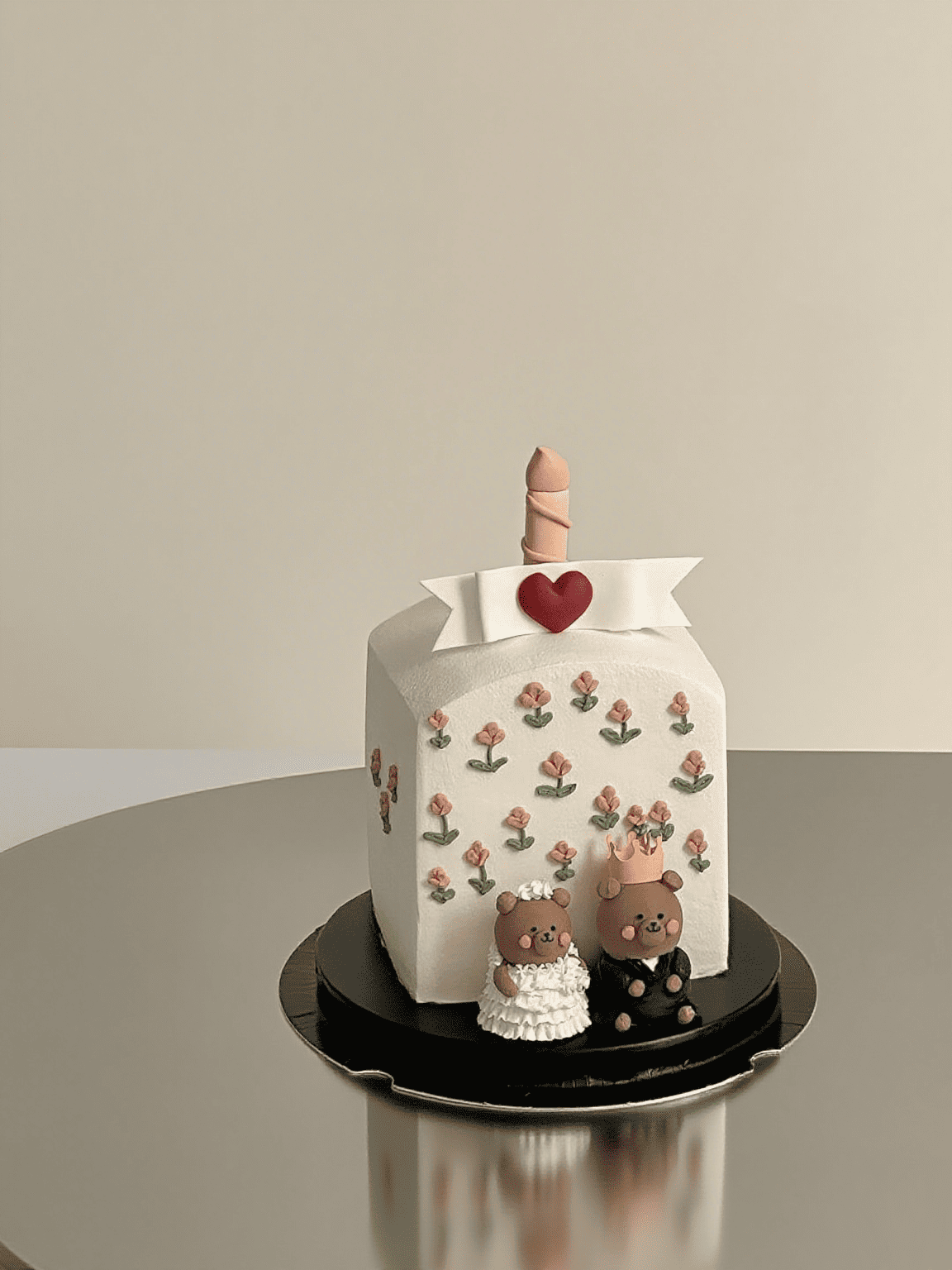 Square Bear Couple Anniversary Cake
