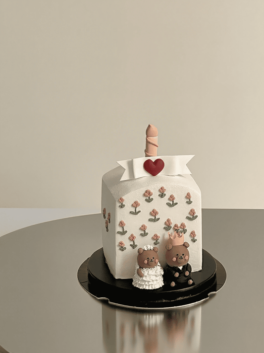 Square Bear Couple Anniversary Cake