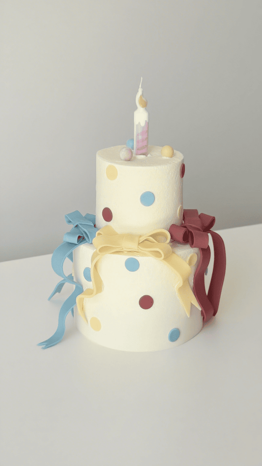 Dopa Bow Cake – Dopamine-Inspired 2-Tier Birthday Cake with Colorful Ribbons