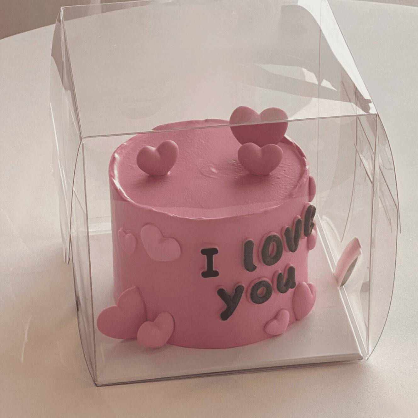 Black Pink Heart Love Cake