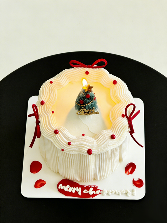 Christmas Candle Snow Crown Cake