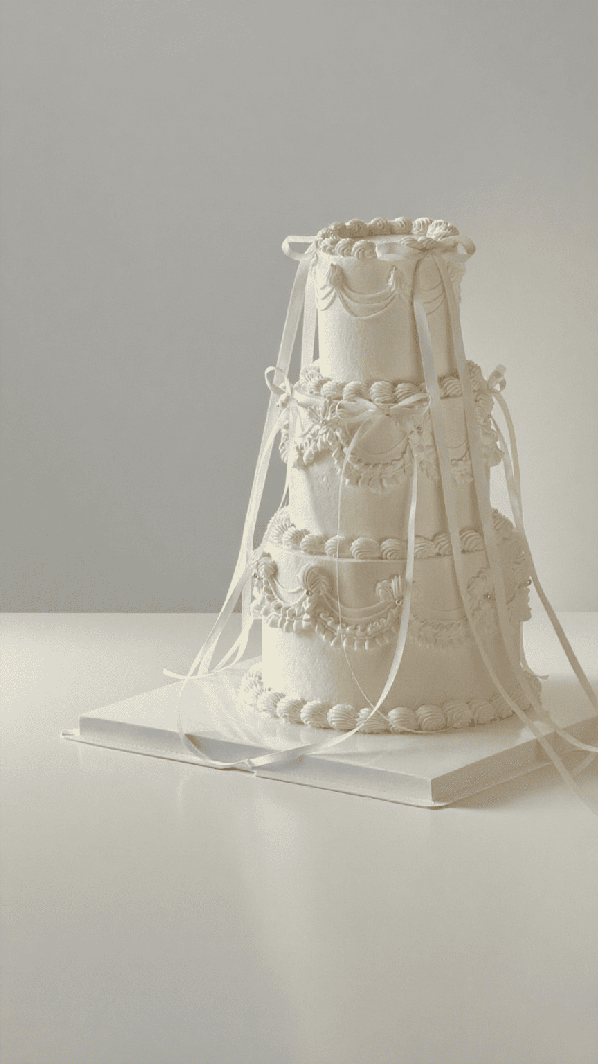 White Three Layers Vintage Cake