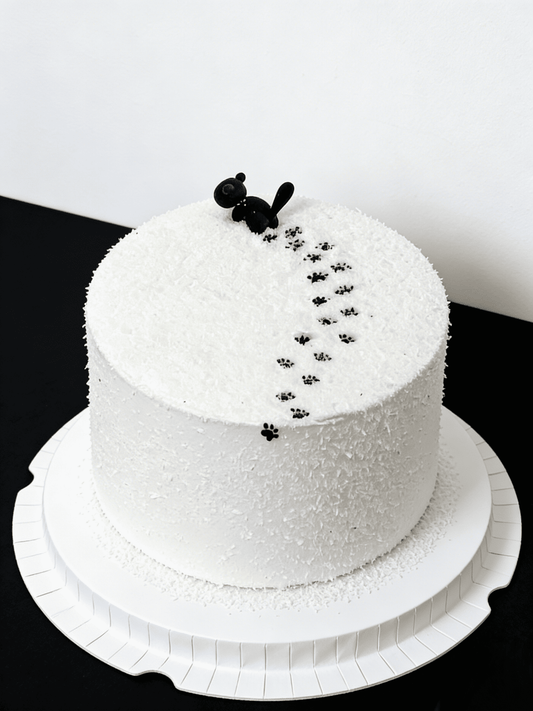 Snowy Cat Paw Print Cake