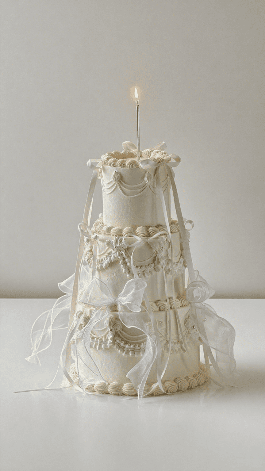 White Three Layers Vintage Cake