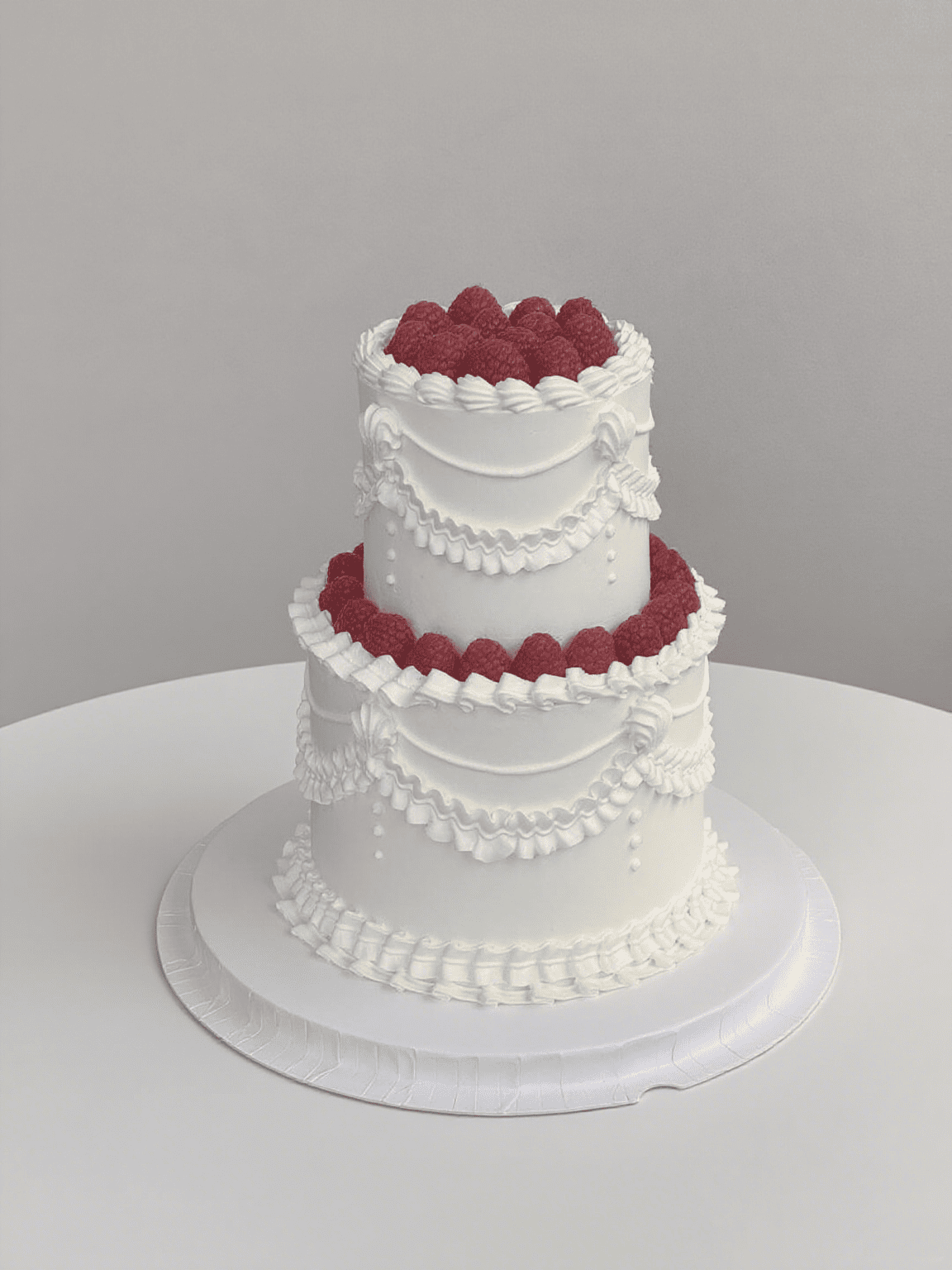 Twin Berries Cake – 2-Tier Vintage Raspberry Cream Cake