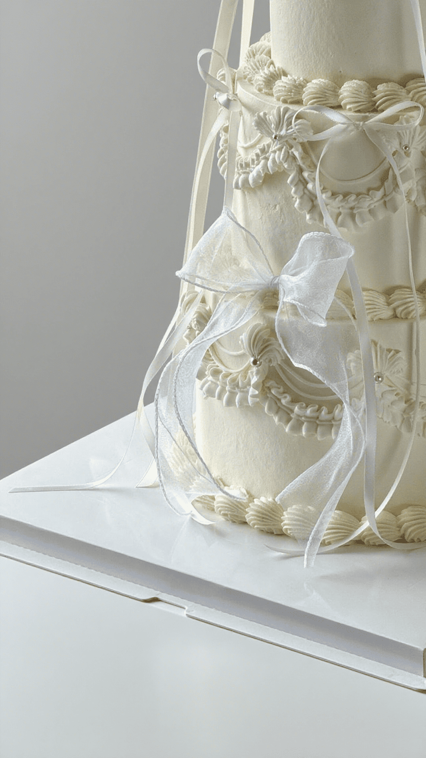 White Three Layers Vintage Cake