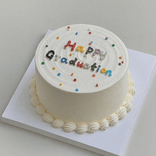 Minimalist Dopamine Graduation Cake