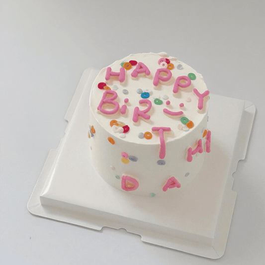 Minimal Happy Wish Cake – Dopamine Style