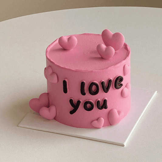 Black Pink Heart Love Cake